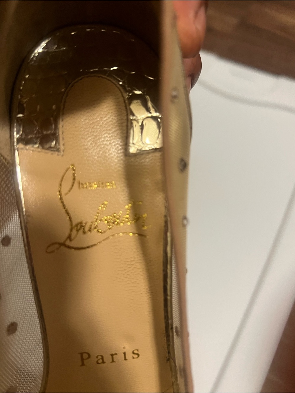Christian Louboutin Follies Strass Pumps in Light Silk Nude with Red Sole - Picture 3 of 7